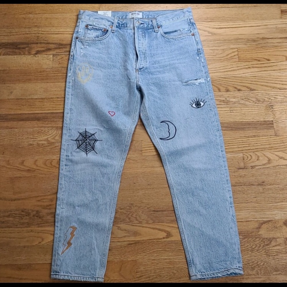 Agolde x Urban Outfitters embroidered Jamie jeans